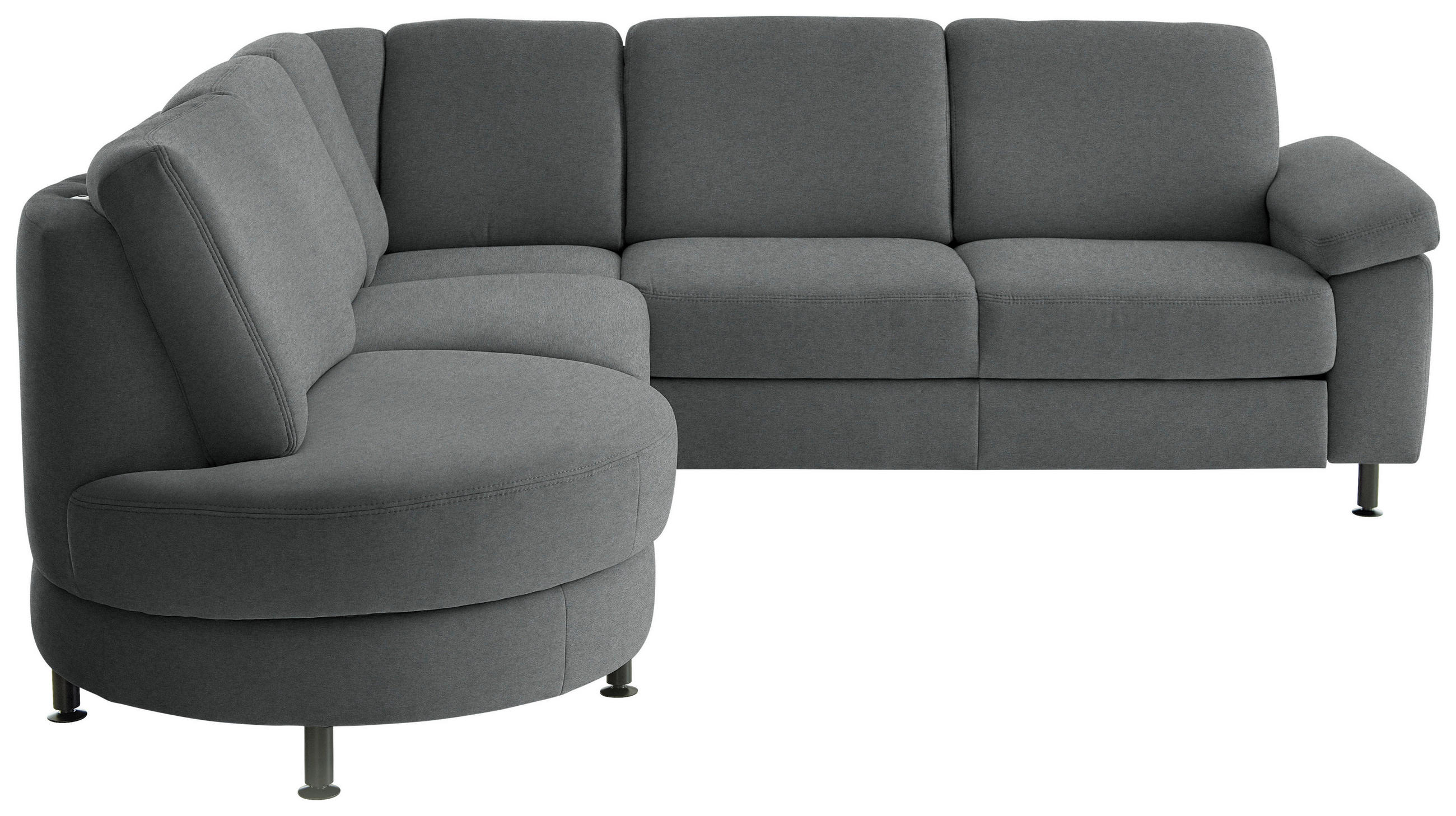 ECKSOFA Flachgewebe Anthrazit  - Anthrazit/Schwarz, Konventionell, Textil/Metall (252/248cm) - Beldomo Comfort