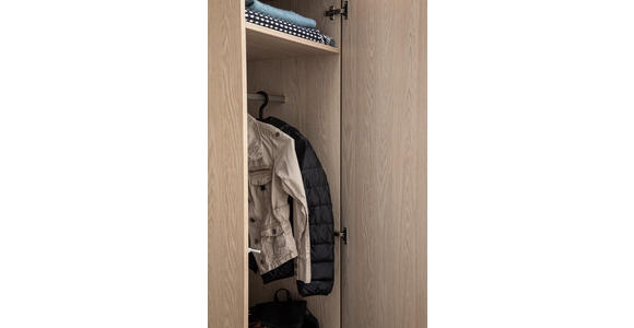 GARDEROBE 10-teilig in 250/233/59 cm - Eichefarben/Weiß, Design, Holzwerkstoff/Textil (250/233/59cm) - Moderano