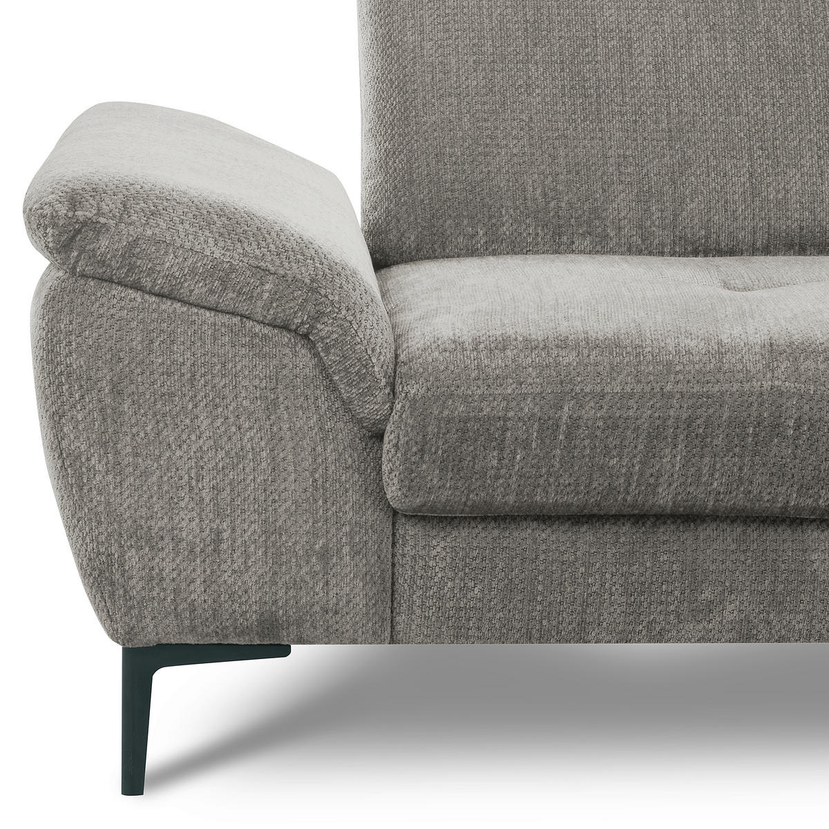 ECKSOFA PRADO Greige Webstoff Bettkasten, Kopfteilverstellung, Sitztiefenverstellung  - Greige/Schwarz, Design, Textil/Metall (268/195cm) - Livetastic