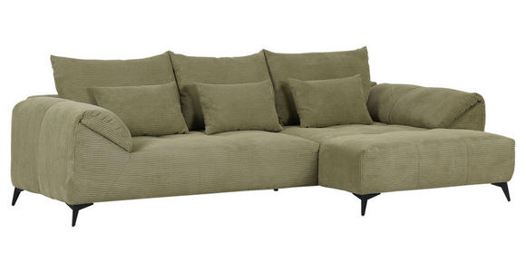 ECKSOFA in Cord Hellgrün  - Schwarz/Hellgrün, KONVENTIONELL, Textil/Metall (311/176cm) - Carryhome