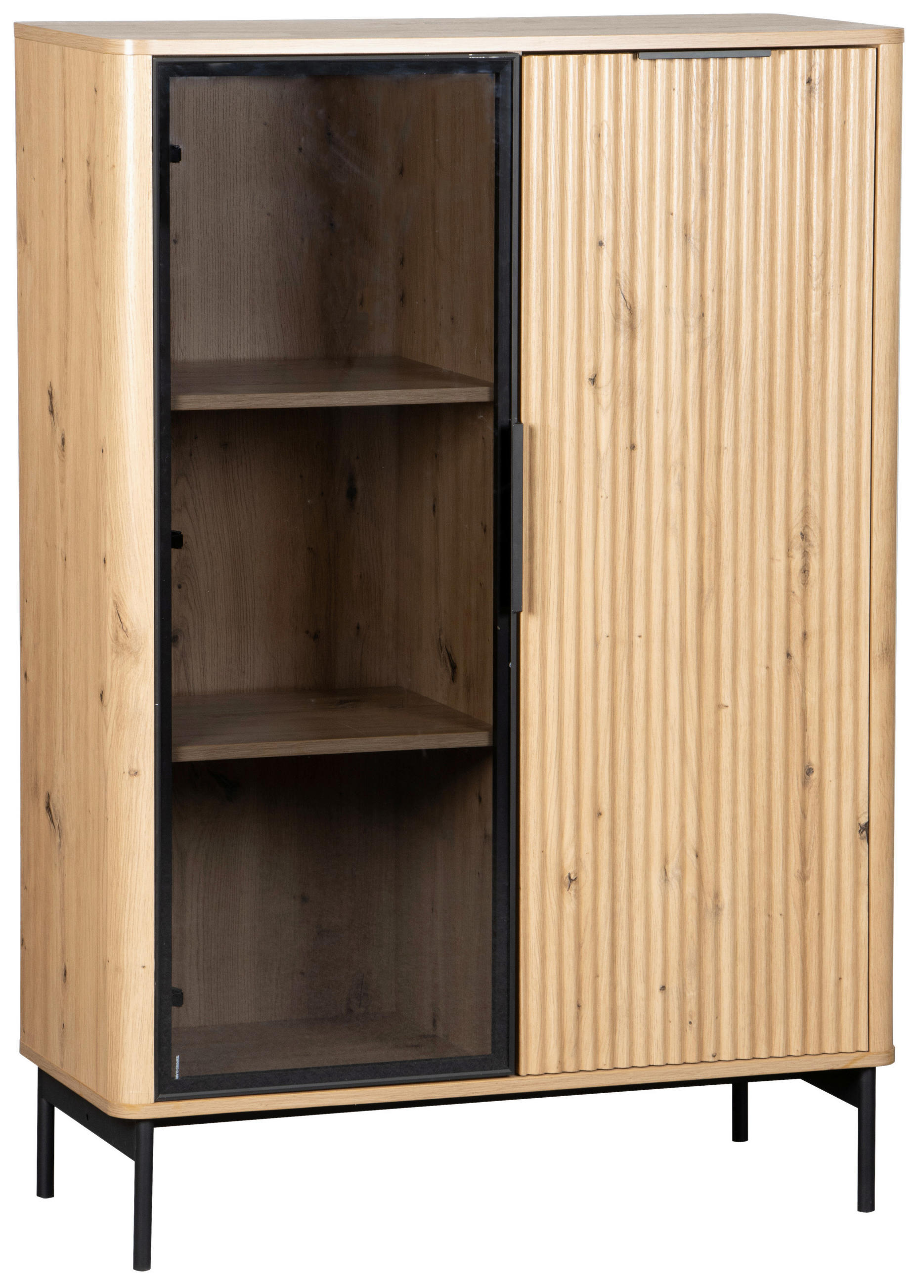 HIGHBOARD  in 89/128/40 cm  - Schwarz/Eiche Artisan, Design, Glas/Holzwerkstoff (89/128/40cm) - MID.YOU