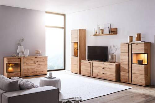 SIDEBOARD Graphitfarben, Wildeiche 170/79/43 cm - Wildeiche/Anthrazit, Natur, Glas/Holz (170/79/43cm) - Linea Natura