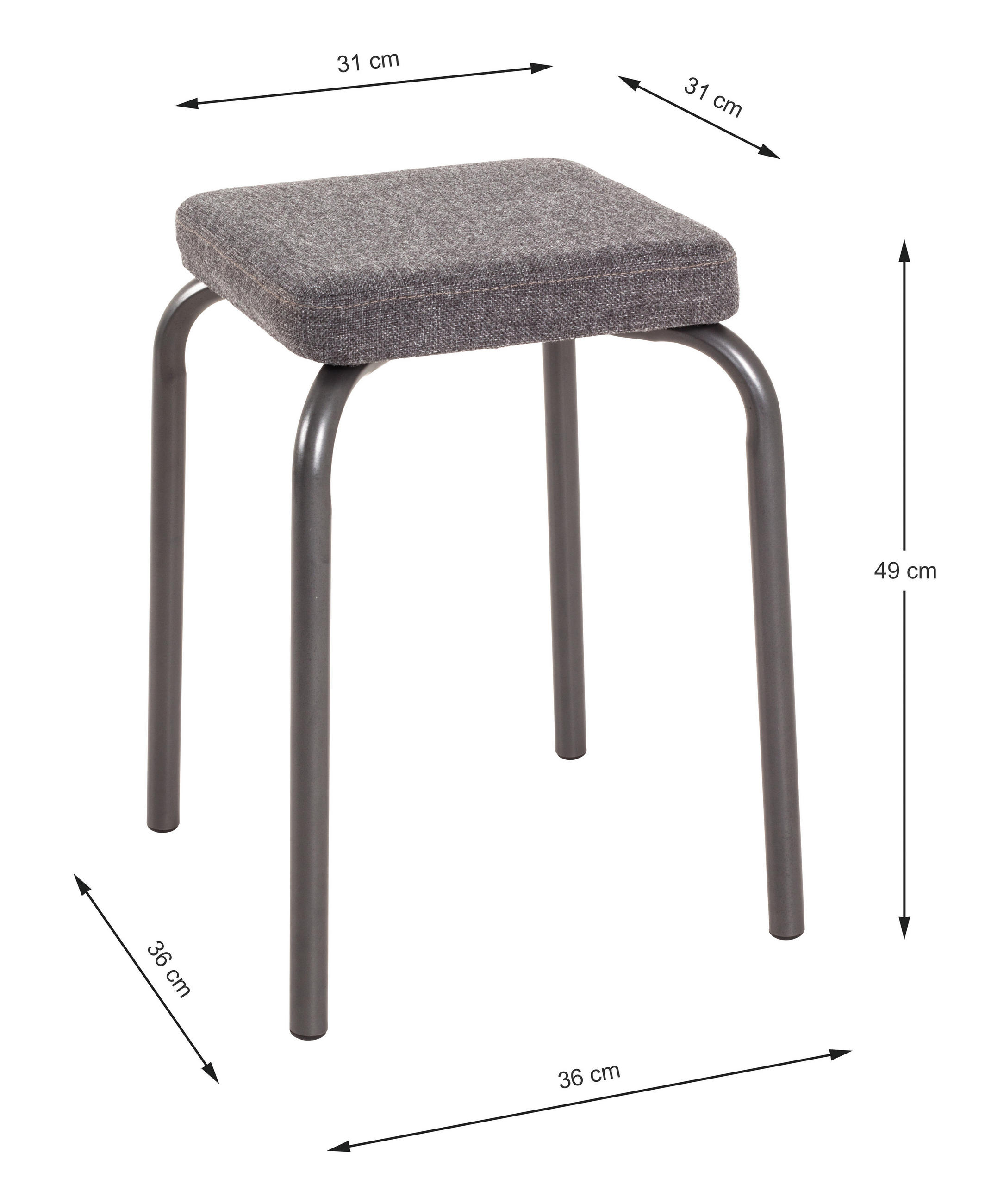 STAPELBAR PALL i metall, textil antracit, grå  - grå/antracit, metall/textil (36/49/36cm) - Best Price