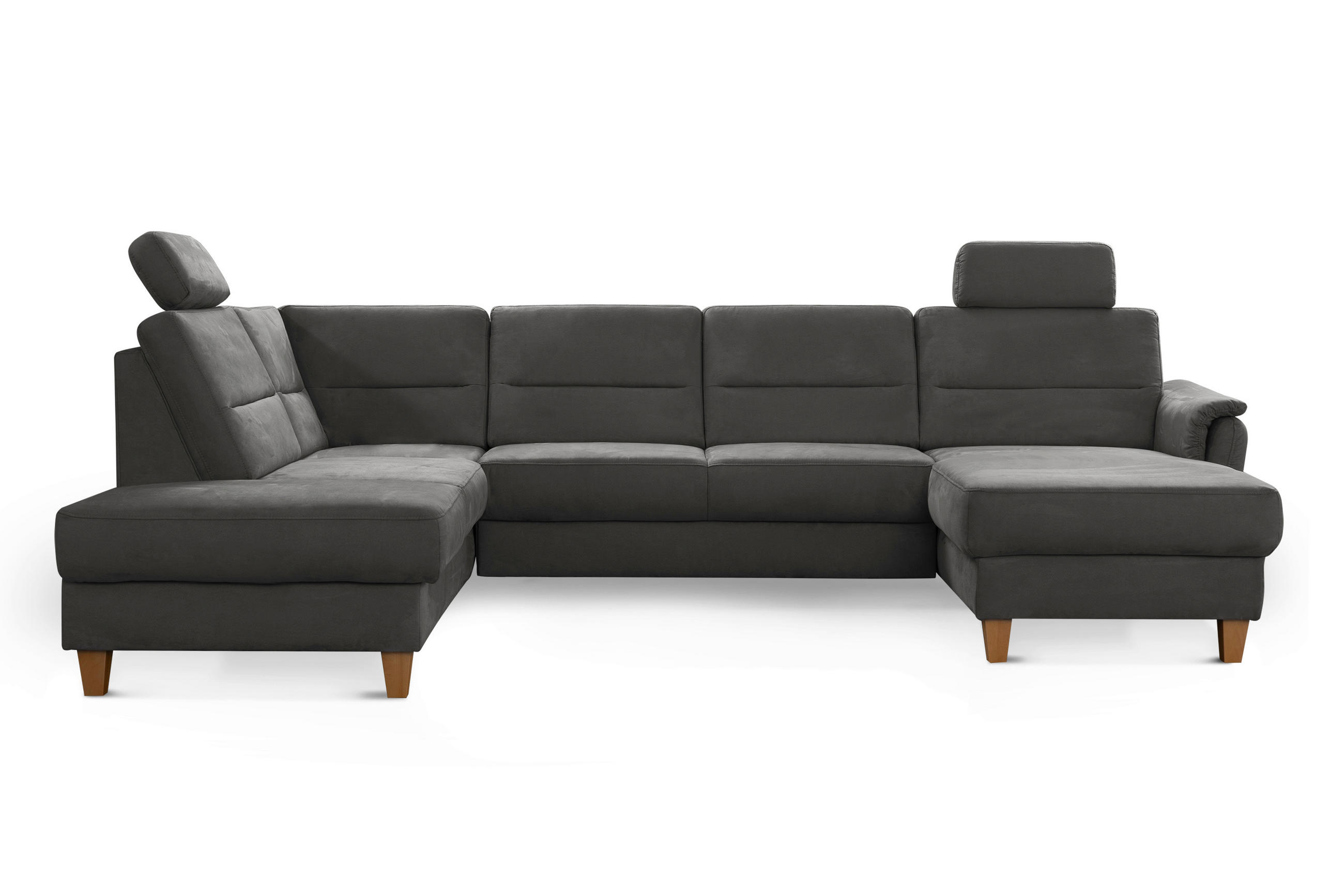 WOHNLANDSCHAFT in Mikrofaser Grau  - Eichefarben/Grau, Konventionell, Holz/Textil (212/308/163cm) - Sit & More