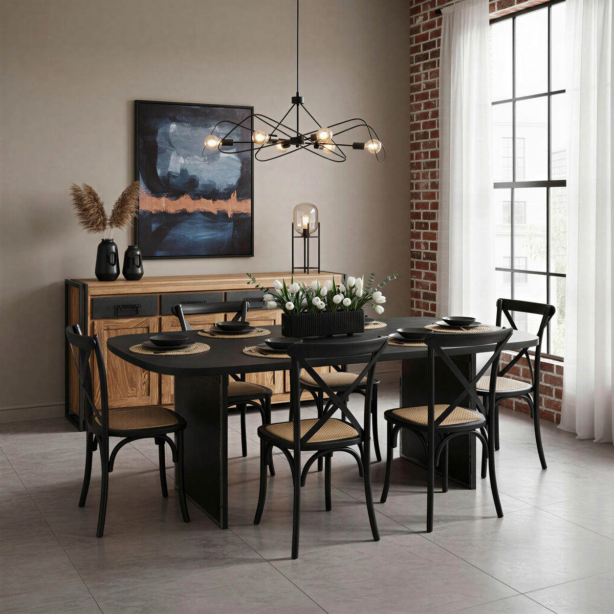 SIDEBOARD  140/90/40 cm 3 Schublade(n)  - Schwarz/Naturfarben, Design, Holz/Metall (140/90/40cm) - MID.YOU