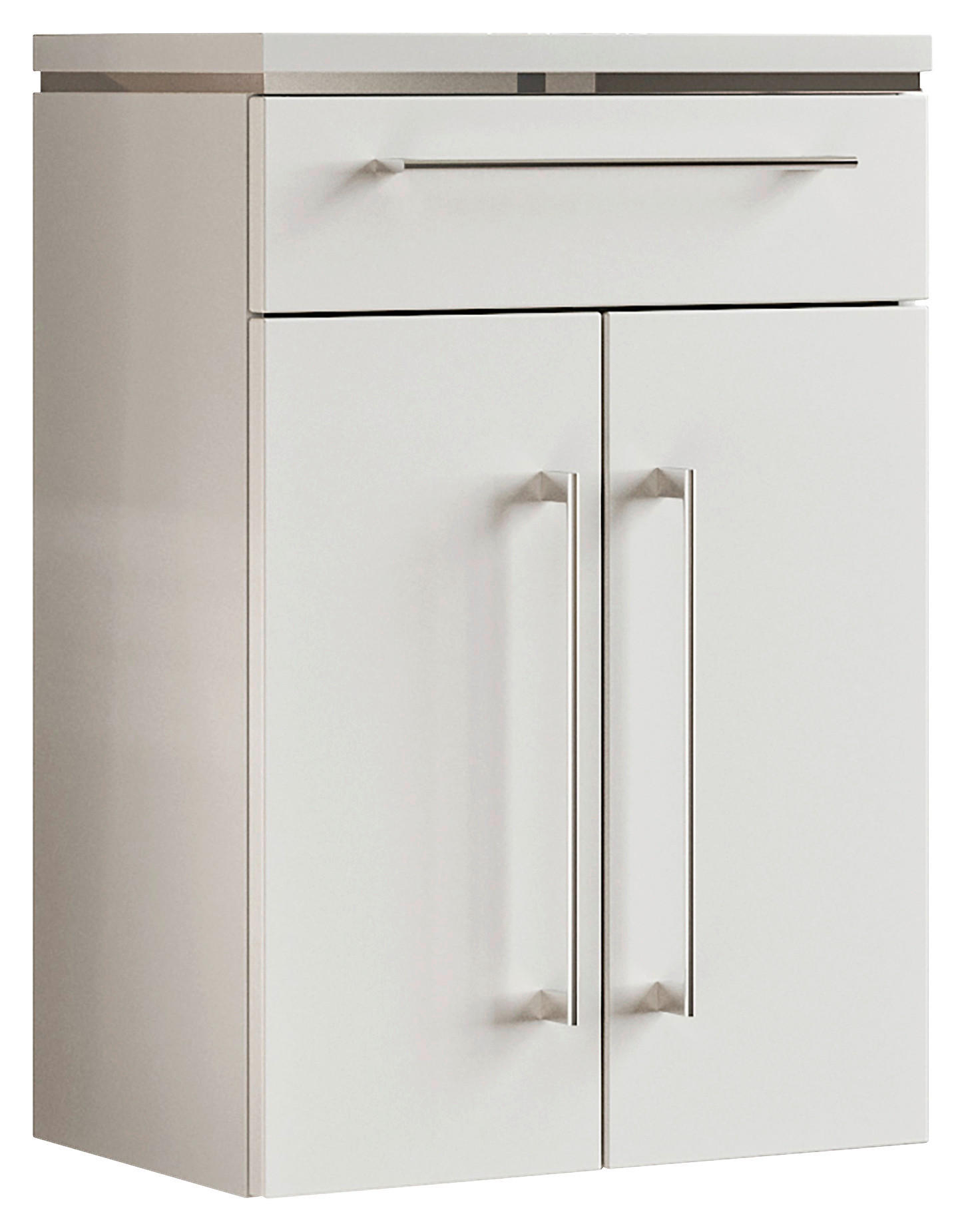 MIDISCHRANK 60/84/33 cm  - Weiss/Silberfarben, Basics, Glas/Holzwerkstoff (60/84/33cm) - Novel