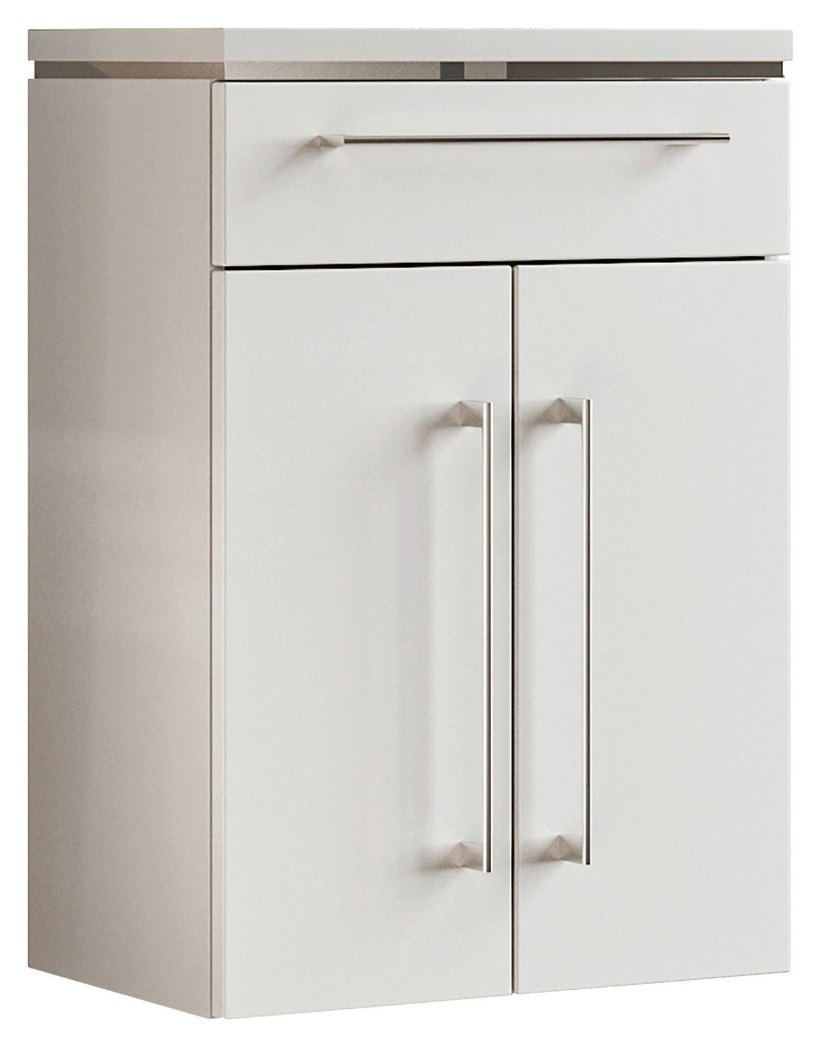 MIDISCHRANK 60/84/33 cm  - Weiss/Silberfarben, Basics, Glas/Holzwerkstoff (60/84/33cm) - Novel