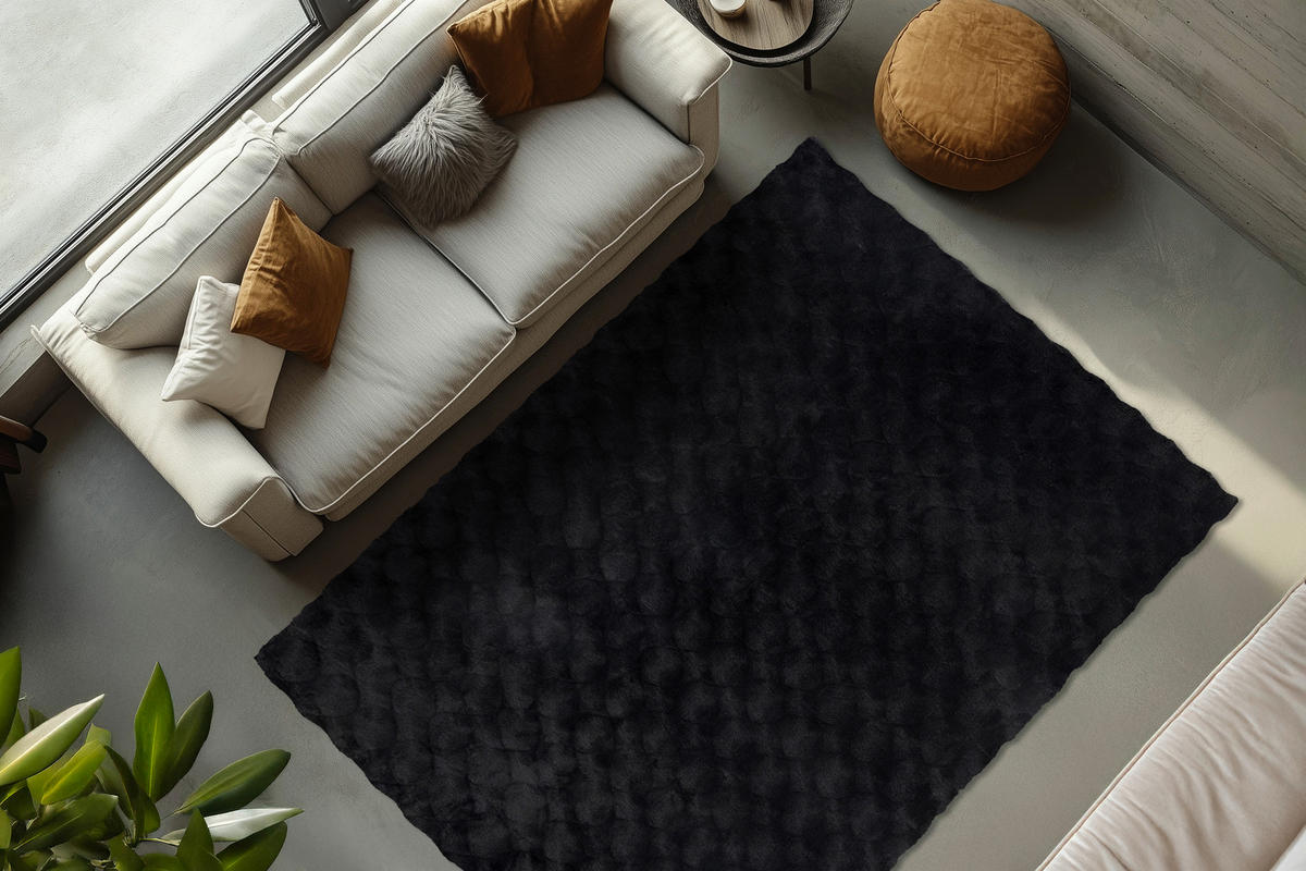COVOR CU FIR LUNG  Meghan Lalee  - antracit, Basics, textil (80/150cm) - Obsession