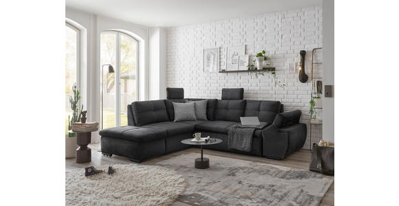 ECKSOFA in Mikrovelours Schwarz - Schwarz, KONVENTIONELL, Kunststoff/Textil (217/265cm) - Carryhome