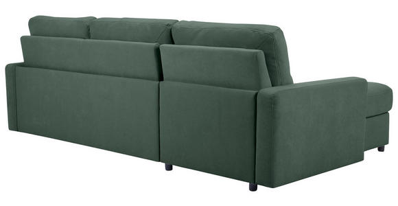 ECKSOFA Dunkelgrün Webstoff Rückenkissen, Bettkasten, Schlaffunktion, Rücken echt, Matratze  - Dunkelgrün/Schwarz, KONVENTIONELL, Kunststoff/Textil (160/270cm) - Carryhome