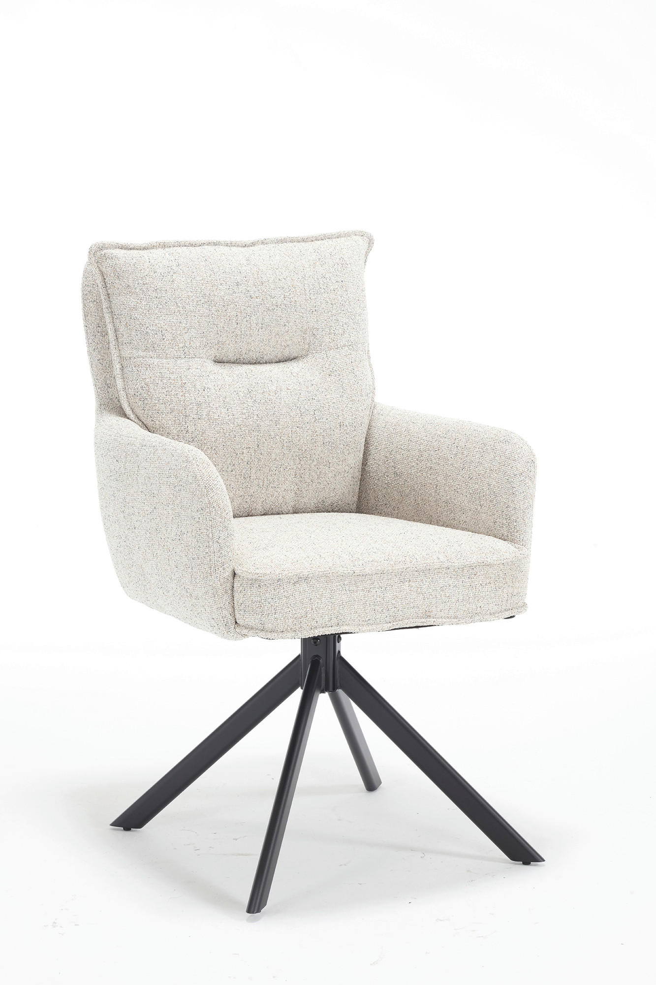DREHSTUHL  in Struktur Beige  - Beige/Schwarz, MODERN, Textil/Metall (60/93/67cm) - Livetastic