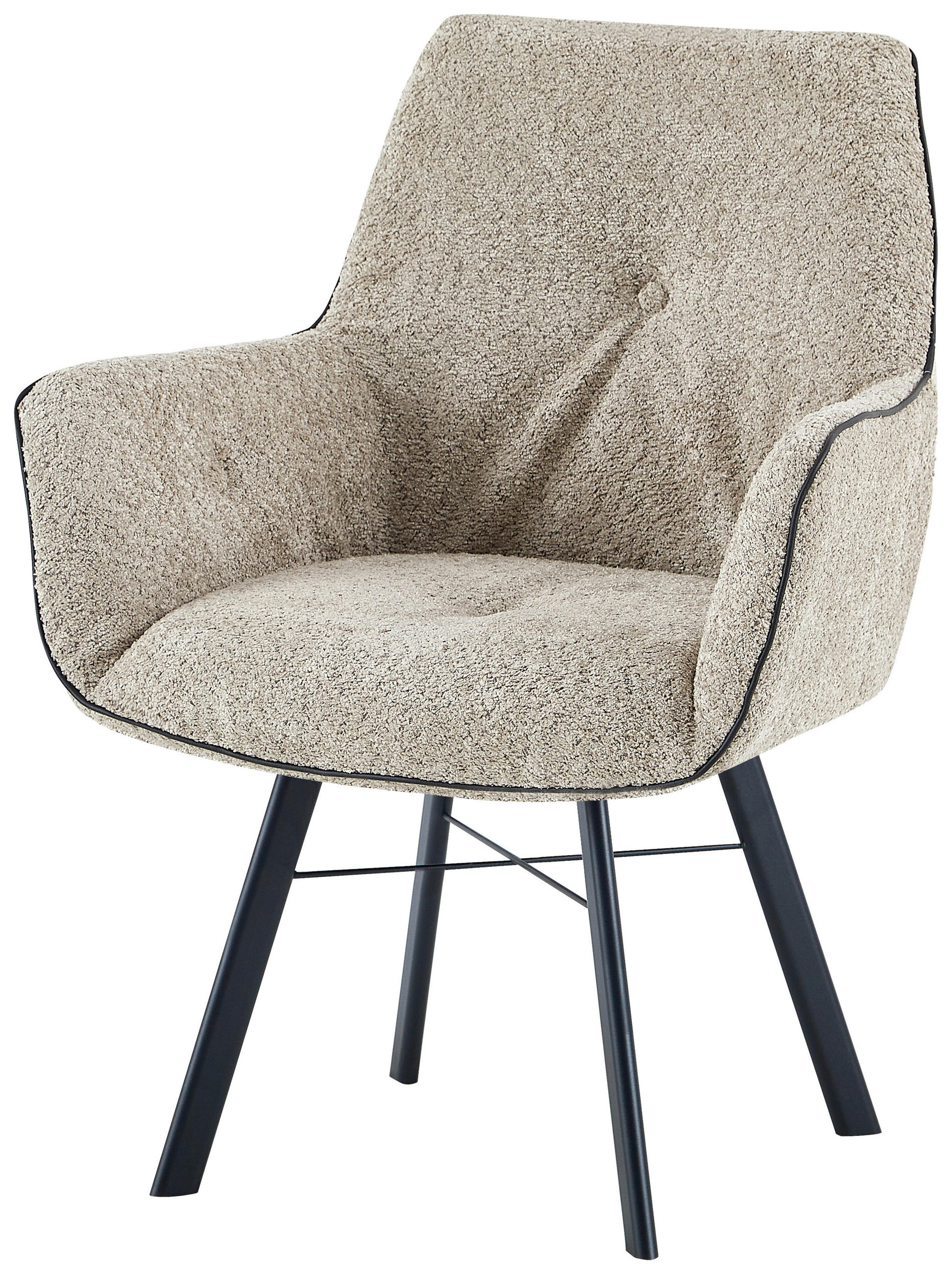 STOL MED ARMSTÖD järn  - beige, Design, metall/textil (64/91/61cm) - Kayoom