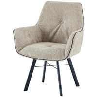 ARMLEHNSTUHL  in Eisen  - Beige, Design, Textil/Metall (64/91/61cm) - Kayoom