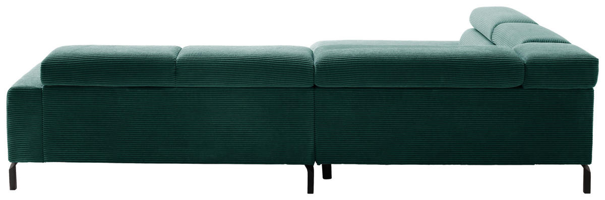 ECKSOFA inkl. Funktion in Cord Dunkelgrün  219/309 cm  - Dunkelgrün/Schwarz, MODERN, Textil/Metall (219/309cm) - Pure Home Lifestyle