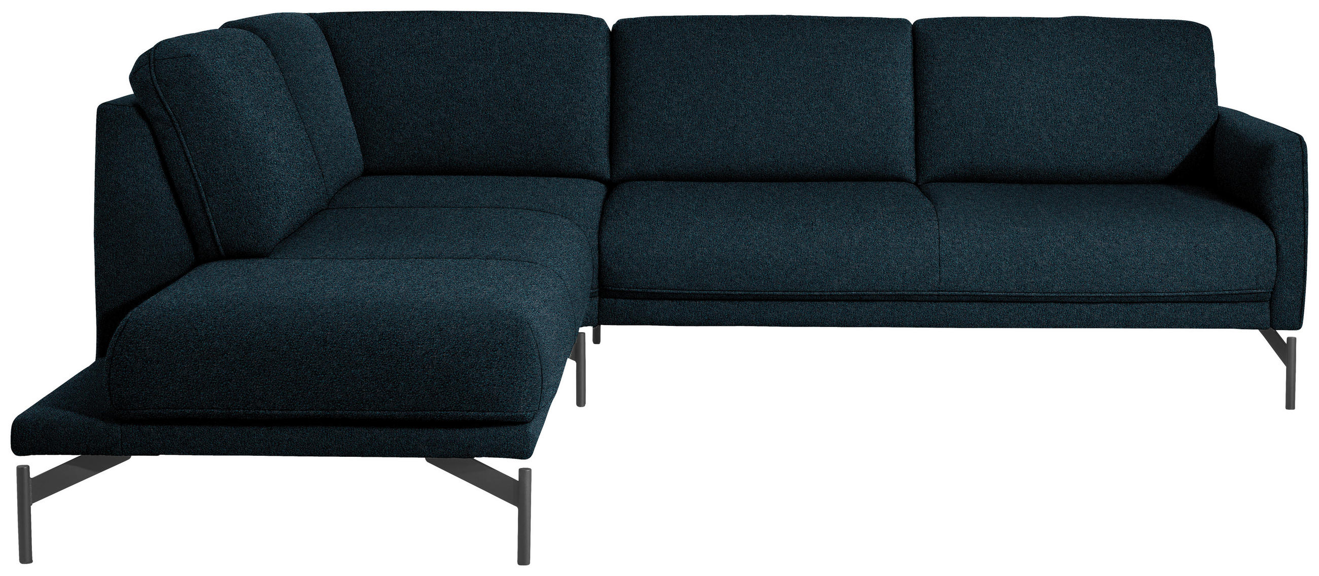 ECKSOFA Flachgewebe, Struktur Dunkelblau  - Anthrazit/Dunkelblau, Design, Textil/Metall (230/254cm) - Johann Jakob