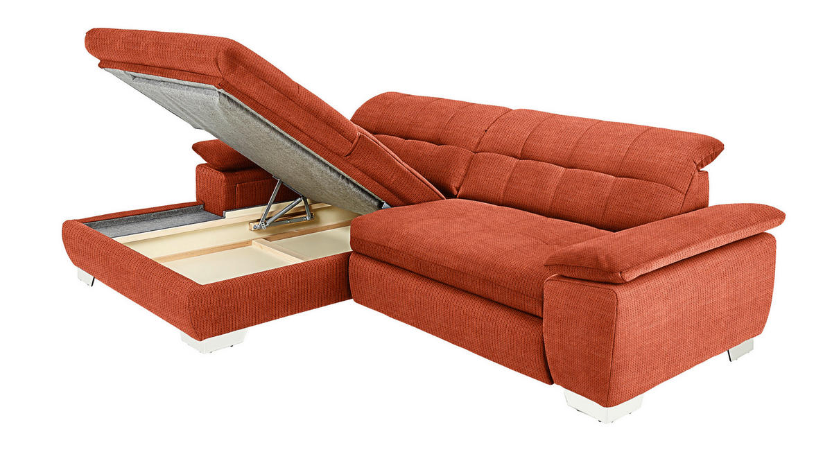 ECKSOFA in Mikrofaser Orange  - Chromfarben/Orange, Design, Textil/Metall (180/265cm) - Carryhome