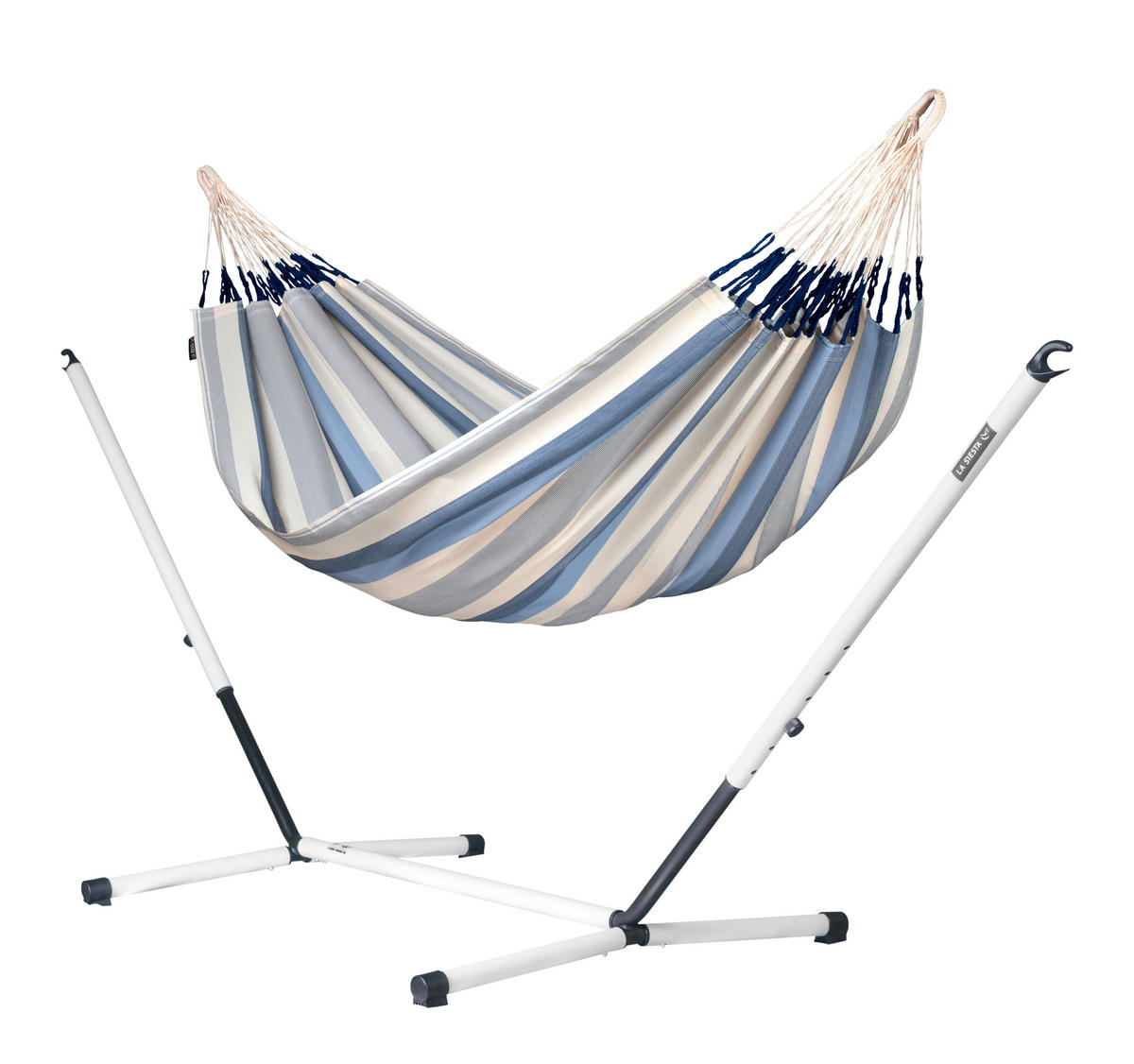 HÄNGEMATTE double outdoor  - Blau/Weiß, KONVENTIONELL, Textil (160/350cm) - La Siesta