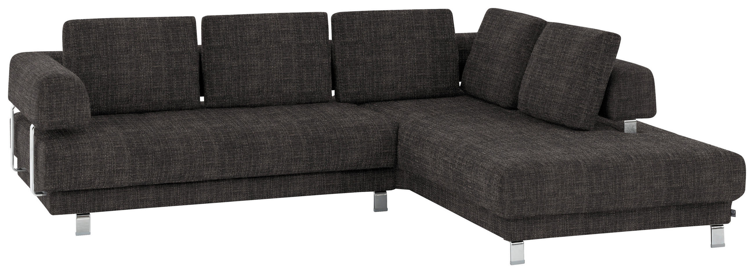 ECKSOFA in Chenille Braun  - Braun, Design, Textil/Metall (277/235cm)