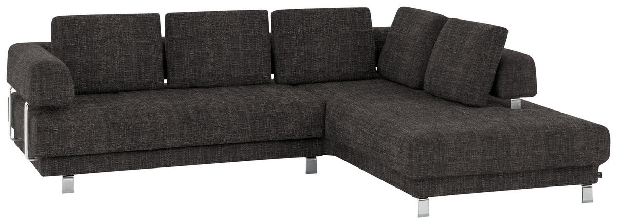 ECKSOFA in Chenille Braun  - Braun, Design, Textil/Metall (277/235cm)