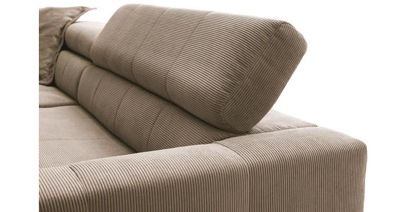 ECKSOFA in Cord Taupe  - Taupe/Schwarz, KONVENTIONELL, Textil/Metall (219/311cm) - Hom`in