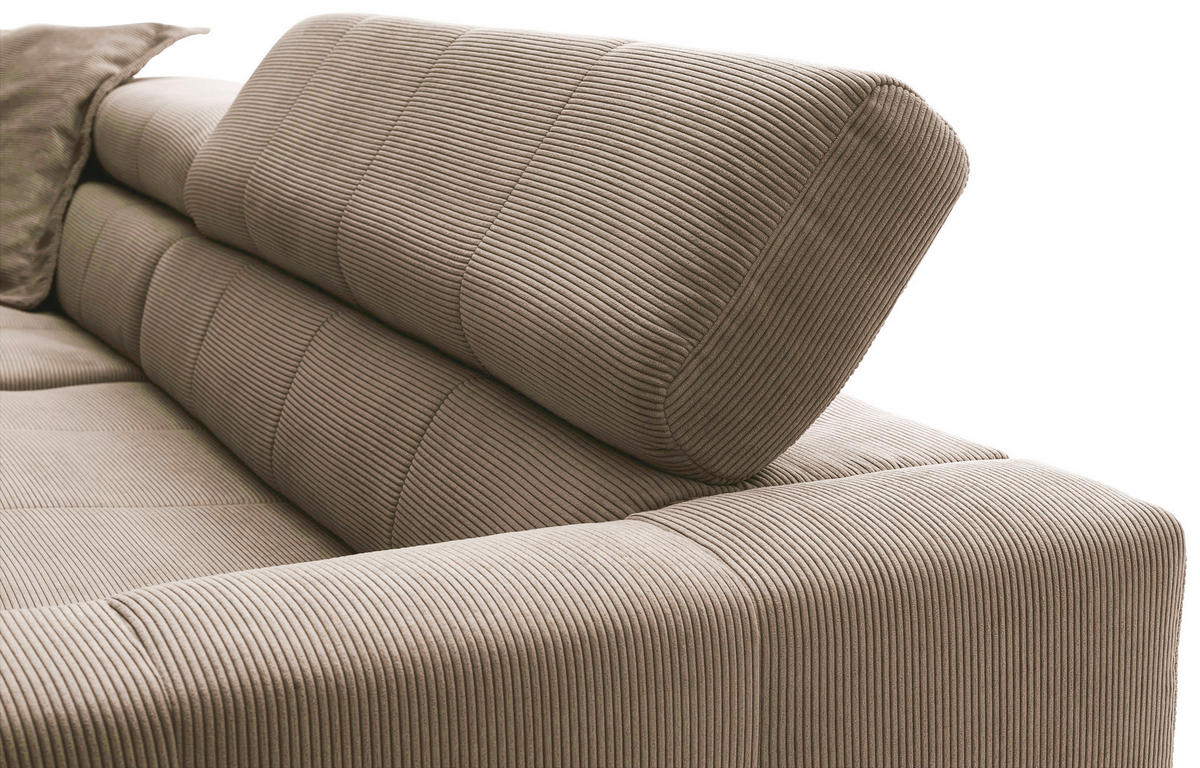 ECKSOFA in Cord Taupe  - Taupe/Schwarz, Konventionell, Textil/Metall (219/311cm) - Hom`in