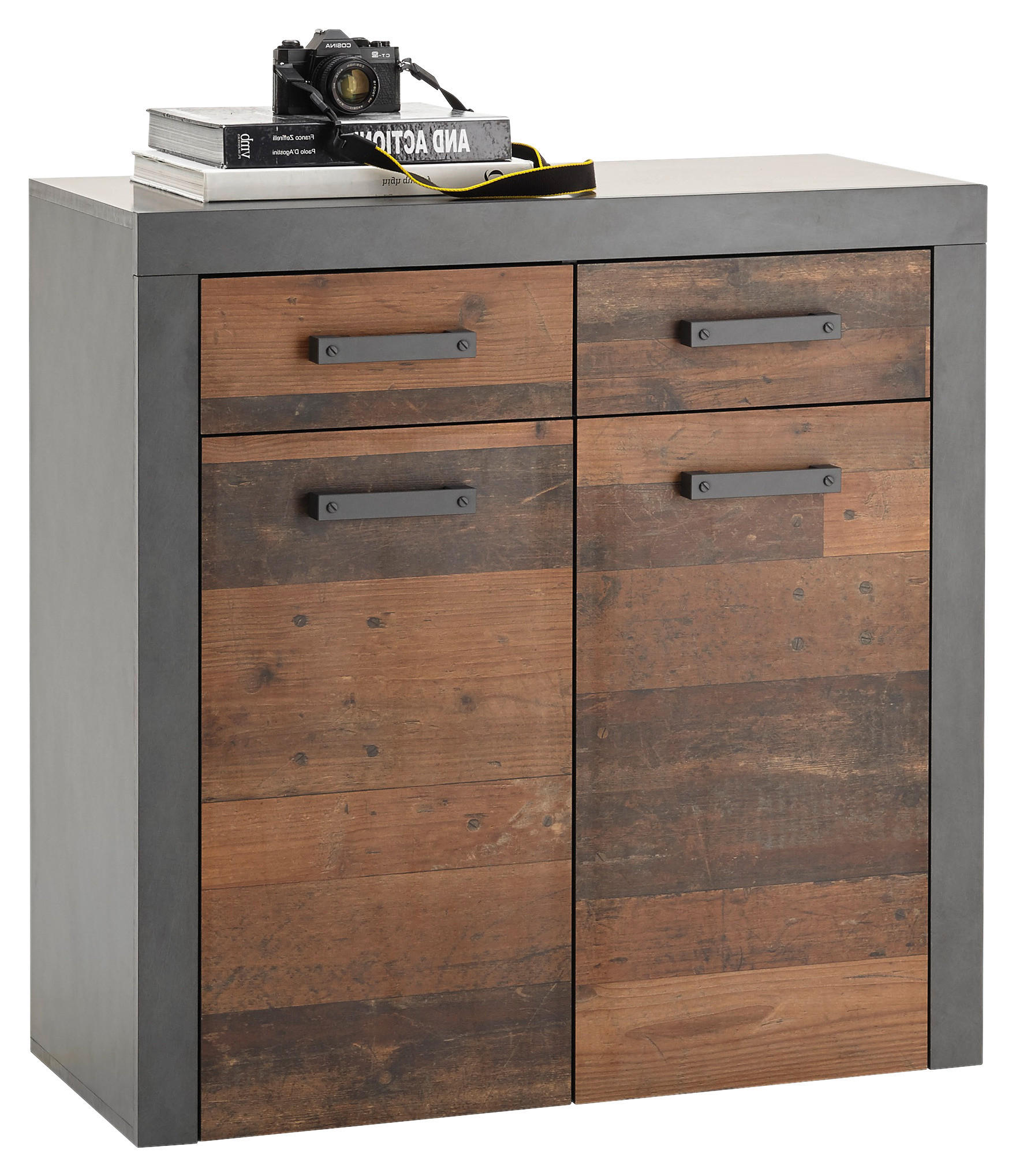 KOMMODE  in 90/92/38 cm  - Anthrazit/Braun, Trend, Holzwerkstoff/Kunststoff (90/92/38cm)