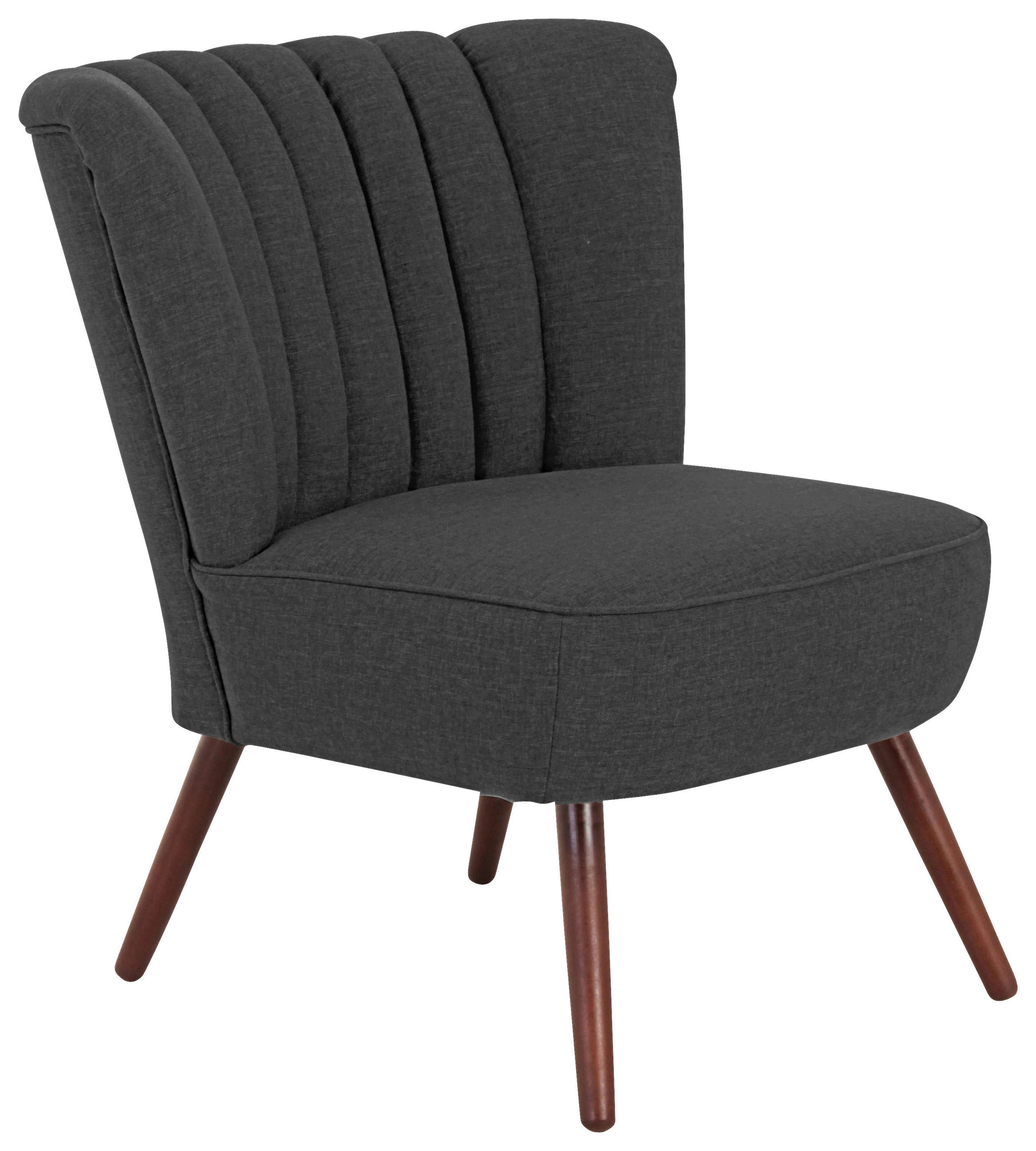 SESSEL in Flachgewebe, Leinenoptik Schwarz  - Nussbaumfarben/Schwarz, Design, Holz/Textil (70/80/66cm) - Max Winzer