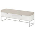 BETTBANK Lederlook Grau, Weiß  - Chromfarben/Weiß, Design, Glas/Textil (141/50/43cm) - Dieter Knoll