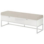 BETTBANK Lederlook Grau, Weiß  - Chromfarben/Weiß, Design, Glas/Textil (141/50/43cm) - Dieter Knoll