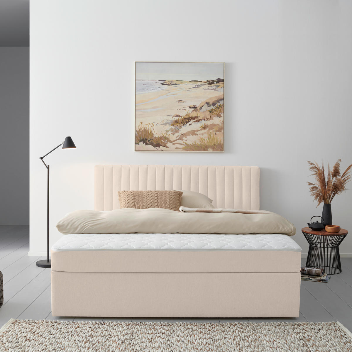 BOXBETT 160/200 cm  in Creme  - Creme, Modern, Holz/Textil (160/200cm) - MID.YOU