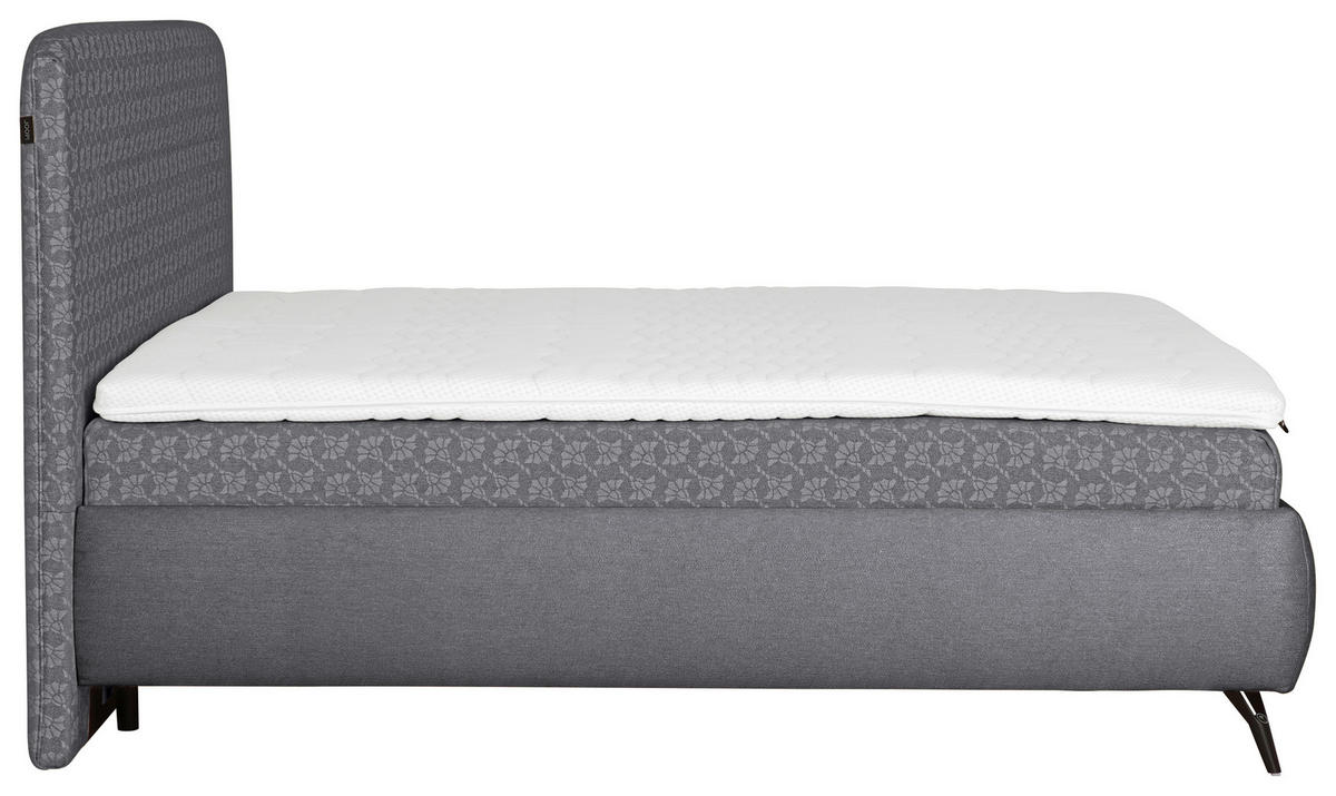 POLSTERBETT 180/200 cm,  in Grau, gepolstertes Kopfteil, Lattenroste, Matratzen, H2 + H2 = mittel  - Schwarz/Weiß, MODERN, Holz/Textil (180/200cm) - Joop!
