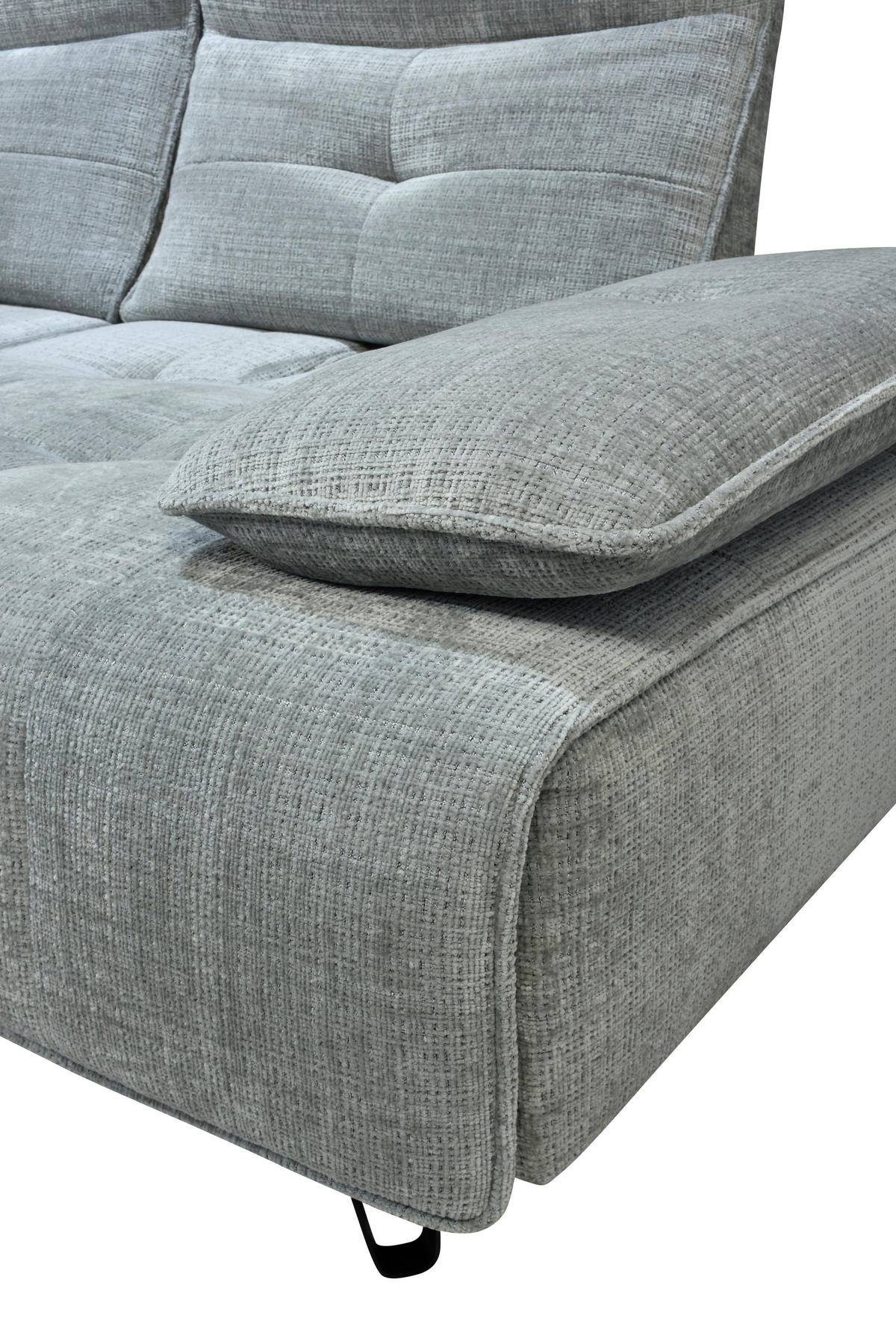 ECKSOFA Hellgrau Chenille  - Hellgrau/Schwarz, Design, Kunststoff/Textil (162/314cm) - Livetastic