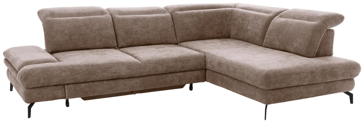 SEDEŽNA GARNITURA, fango  - fango/črna, Design, kovina/tekstil (295/213cm) - Stylife