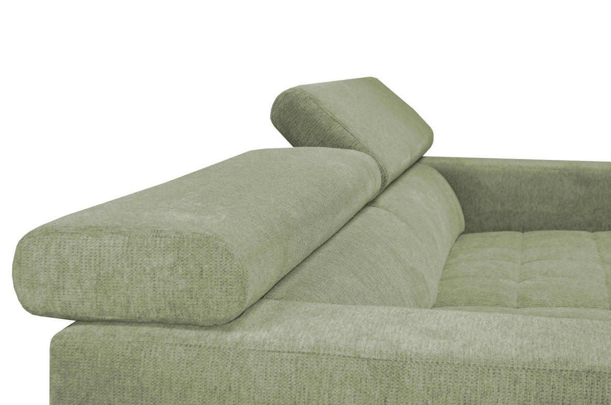 ECKSOFA in Webstoff Olivgrün  - Schwarz/Olivgrün, Konventionell, Textil/Metall (279/182cm) - Hom`in