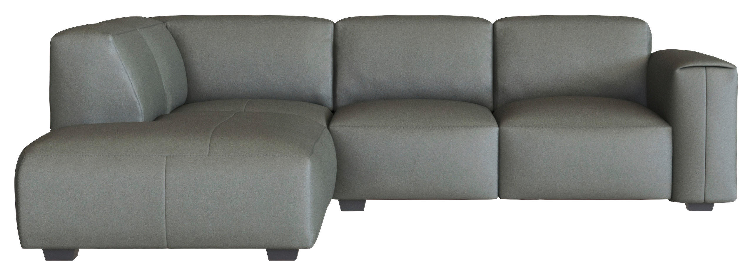 ECKSOFA Dunkelgrau Echtleder - Dunkelgrau/Schwarz, Design, Leder/Holz (231/256cm) - Livetastic
