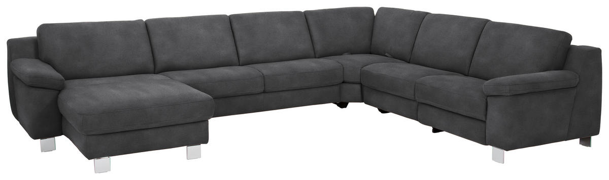 WOHNLANDSCHAFT in Mikrofaser Anthrazit  - Chromfarben/Anthrazit, Design, Textil/Metall (166/364/278cm) - Valdera
