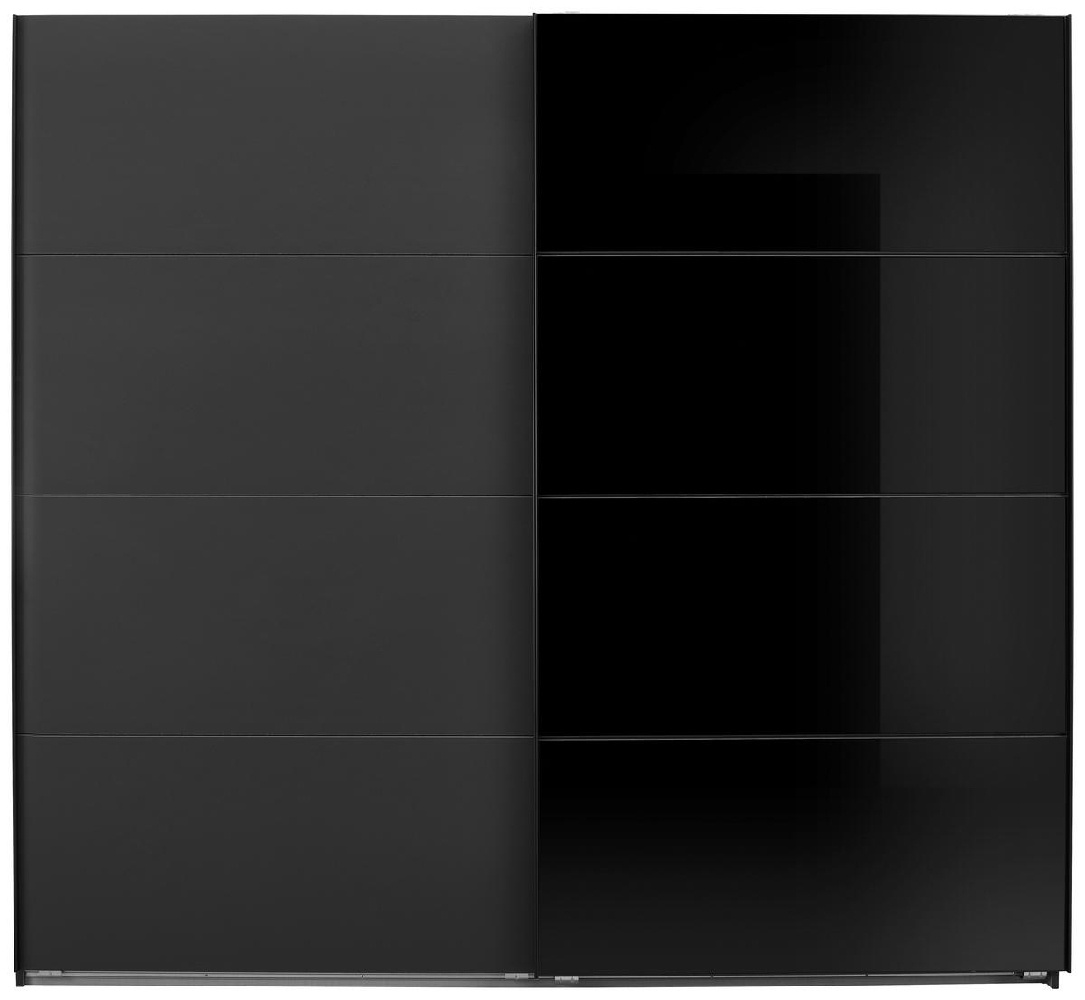 SCHWEBETÜRENSCHRANK in Graphitfarben, Schwarz  - Graphitfarben/Schwarz, Design, Glas/Holzwerkstoff (225/210/65cm) - Carryhome