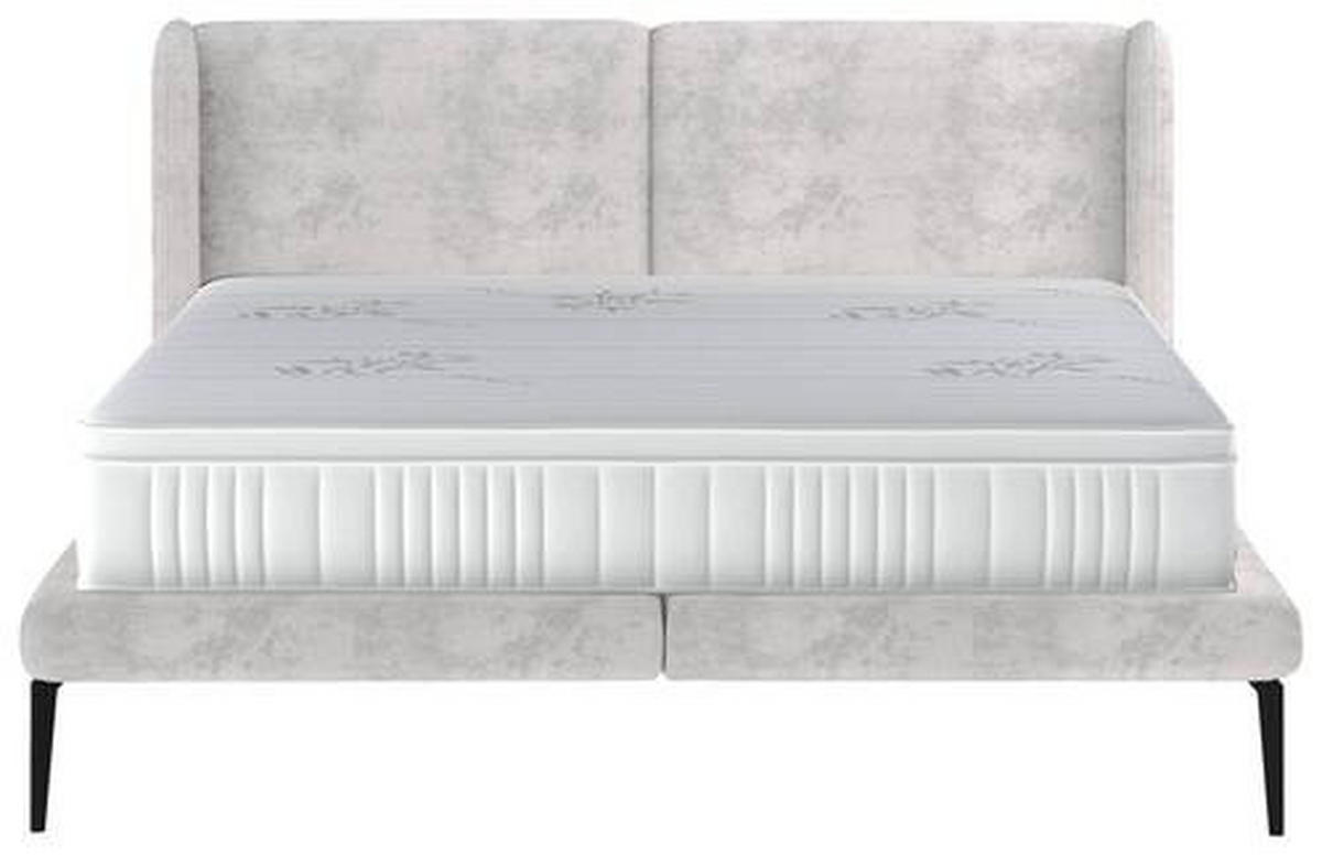 Polsterbett inkl. Matratze Matratze, gepolstertes Kopfteil, Topper Creme 180/200 cm  - Creme/Schwarz, MODERN, Textil/Metall (180/200cm) - Livetastic