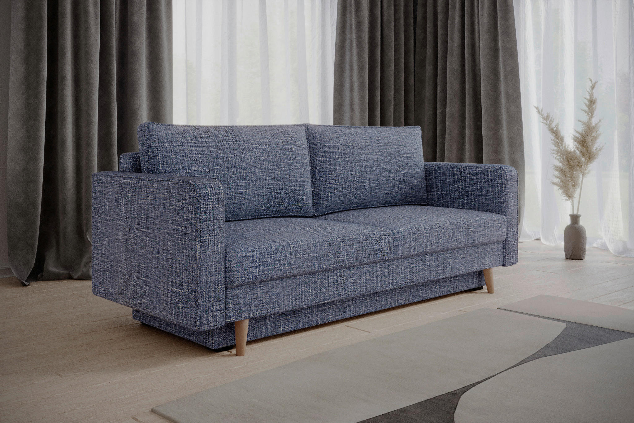 SCHLAFSOFA COCO in Blau  - Blau/Erlefarben, Design, Holzwerkstoff/Kunststoff (232/90/97cm) - MID.YOU