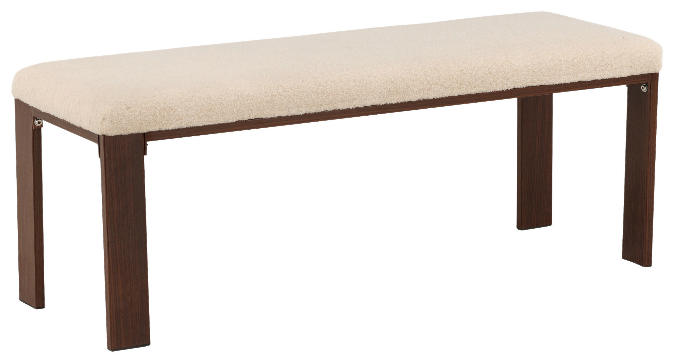 SITZBANK 120/50/40 cm Fleece Weiß, Walnussfarben Metall  - Walnussfarben/Weiß, Design, Textil/Metall (120/50/40cm) - Livetastic