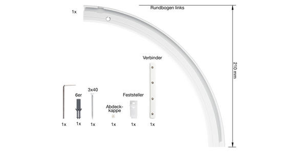 VORHANGSCHIENENZUBEHÖR - Weiß, Basics, Metall (21/21/0,7cm) - Homeware