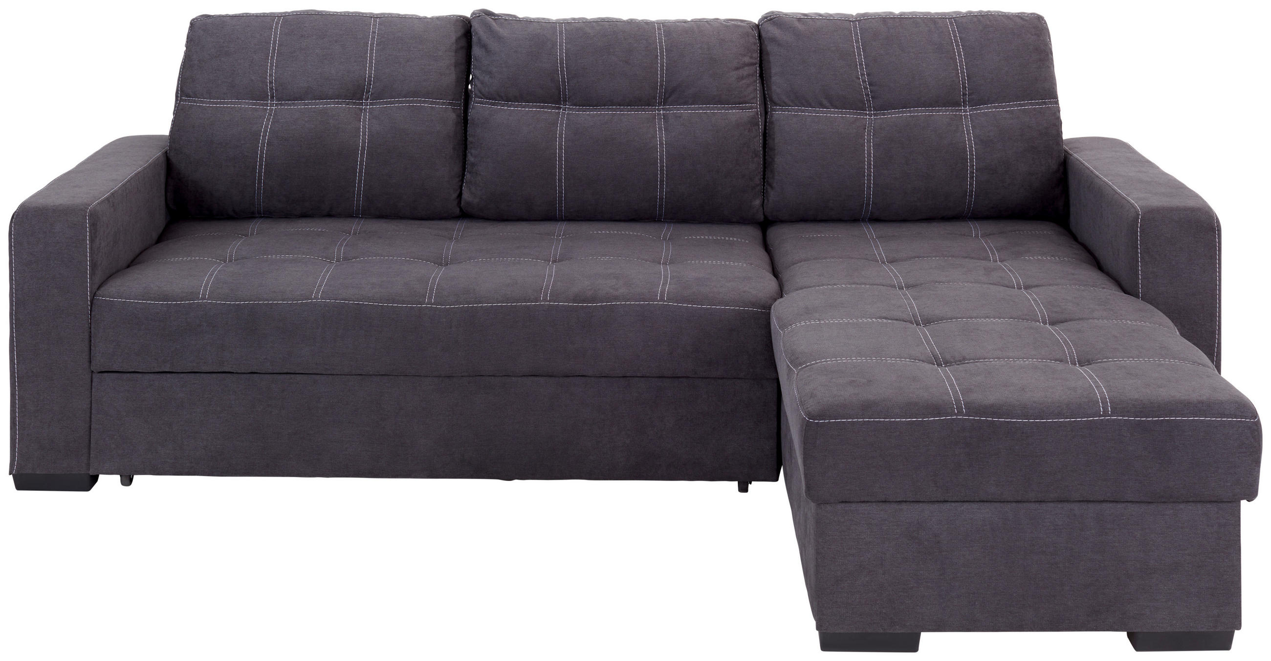 ECKSOFA Dunkelgrau Mikrofaser  - Dunkelgrau/Schwarz, Design, Kunststoff/Textil (240/160cm) - Livetastic
