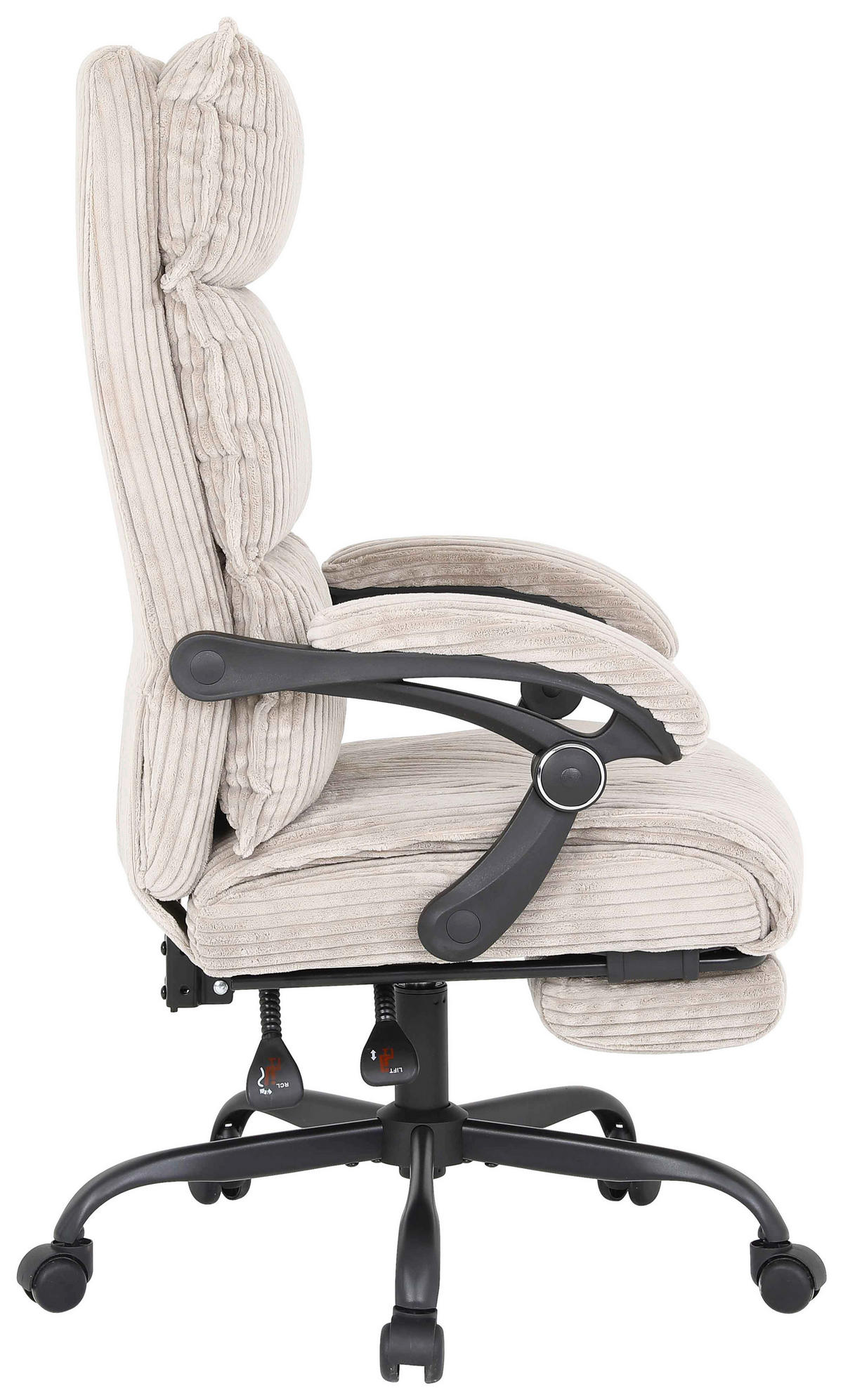 DREHSTUHL Cord Beige  - Beige/Schwarz, MODERN, Holz/Kunststoff (65/116/124/65cm) - MID.YOU