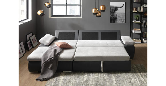 WOHNLANDSCHAFT in Textil Hellgrau, Dunkelgrau - Dunkelgrau/Hellgrau, Design, Kunststoff/Textil (175/271cm) - Xora