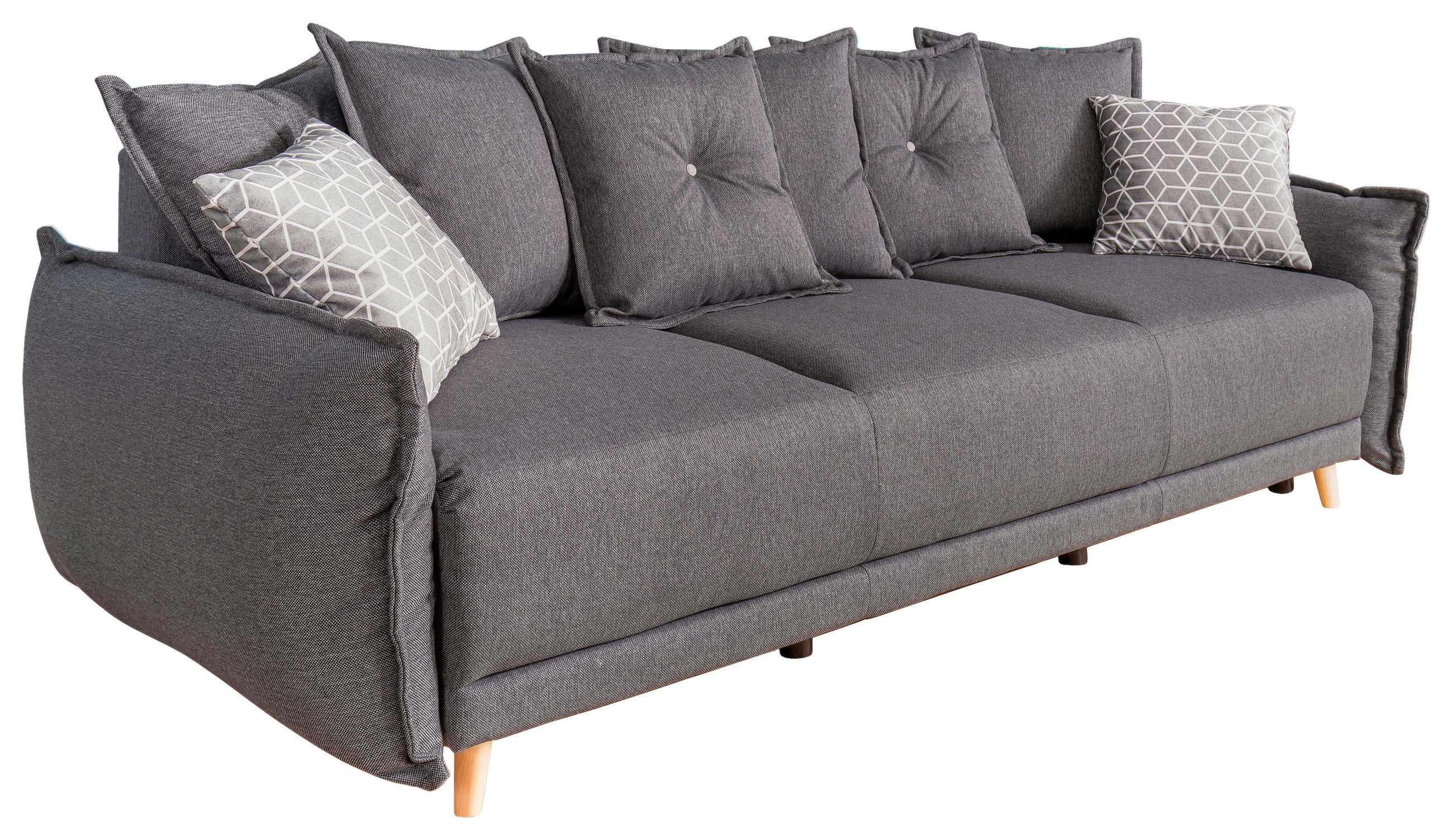 SCHLAFSOFA Webstoff Dunkelgrau - Dunkelgrau/Hellgrau, Basics, Holz/Textil (230/80/100cm) - MID.YOU