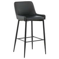 BARHOCKER-SET Lederlook (vegan) Schwarz Stahl abwischbar  - Schwarz, Design, Kunststoff/Textil (48/105/57cm) - Livetastic