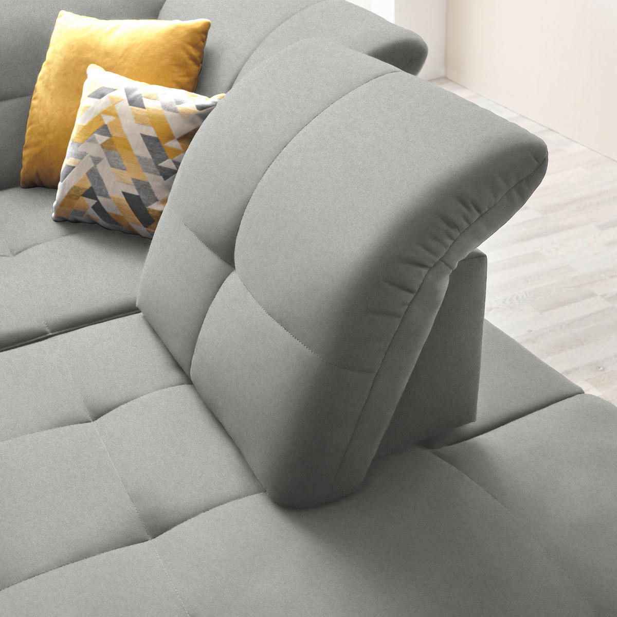 ECKSOFA in Chenille Hellgrau  - Hellgrau/Schwarz, Design, Textil/Metall (310/240cm) - Xora