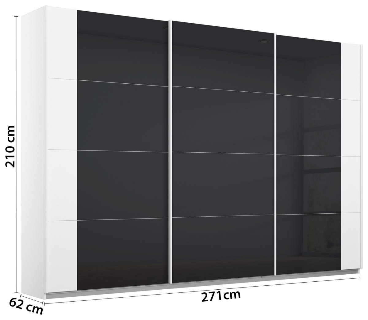 SKRIŇA S POS. DVER. – HOR.VED, antracitová, biela, 271/210/62 cm - biela/antracitová, Modern, kov/kompozitné drevo (271/210/62cm) - Rauch Möbel