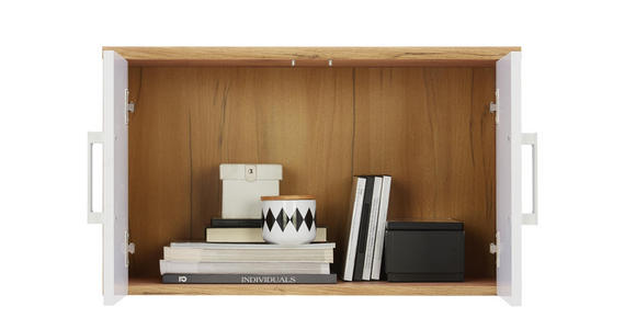 AUFSATZSCHRANK - Eichefarben/Silberfarben, KONVENTIONELL, Holzwerkstoff/Kunststoff (72/43/36cm) - Xora