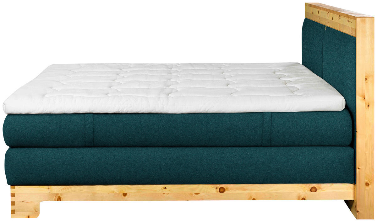 BOXSPRINGBETT 180/200 cm  in Petrol  - Petrol, Natur, Holz/Textil (180/200cm) - Linea Natura